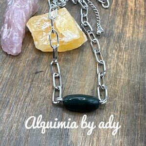 Alquimia Silver and Green Necklace